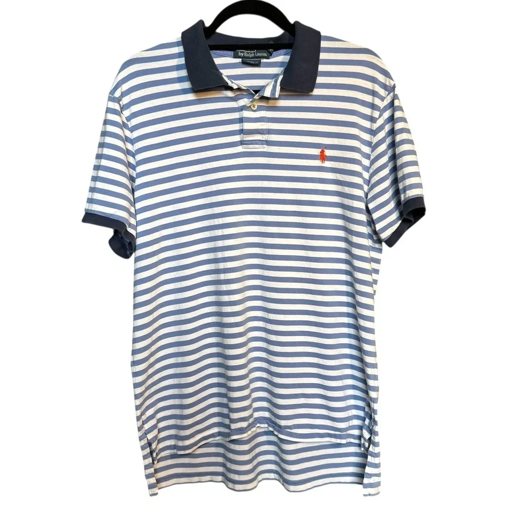 Polo Ralph Lauren‎ Mens Collar Shirt Striped with Orange Pony Logo XL